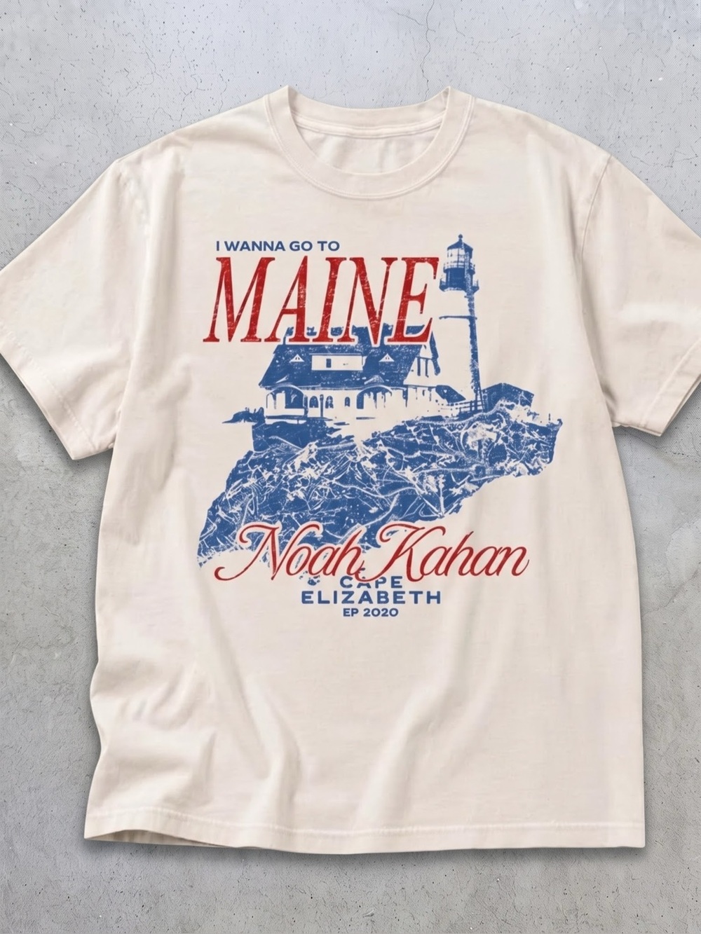 'Noah Kahan "Maine" Graphic Tee -
White/Blue/Red